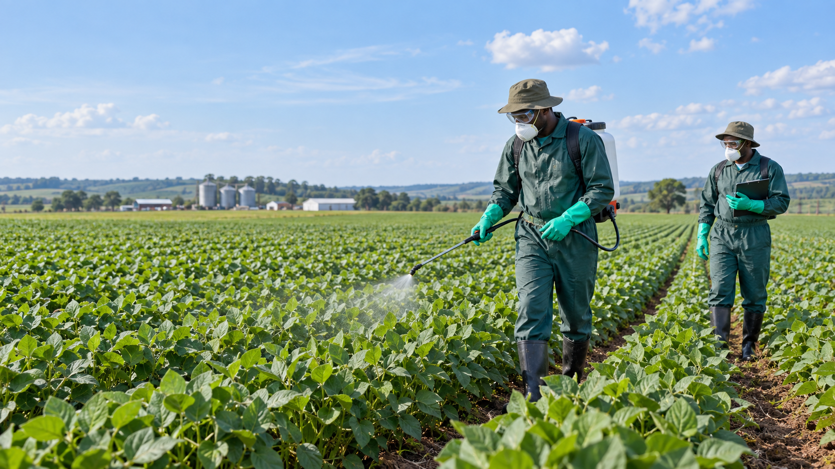 Soya bean crop care in the field